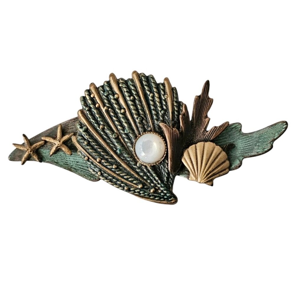 Silver Forest Seashells, MOP, Starfish Brooch Pin L577